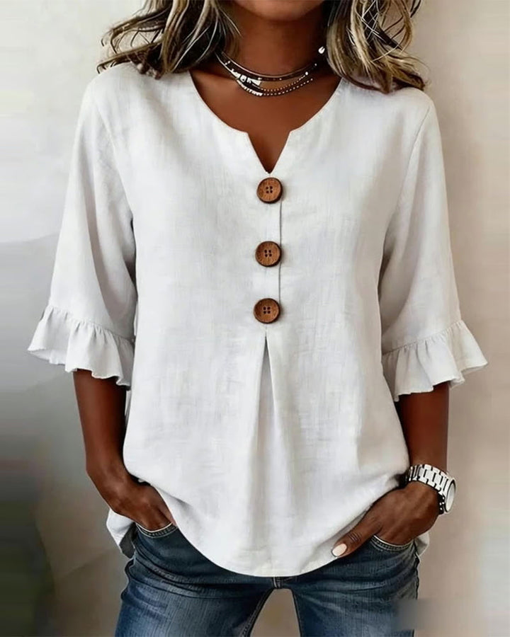Sophia | Solid Button Blouse