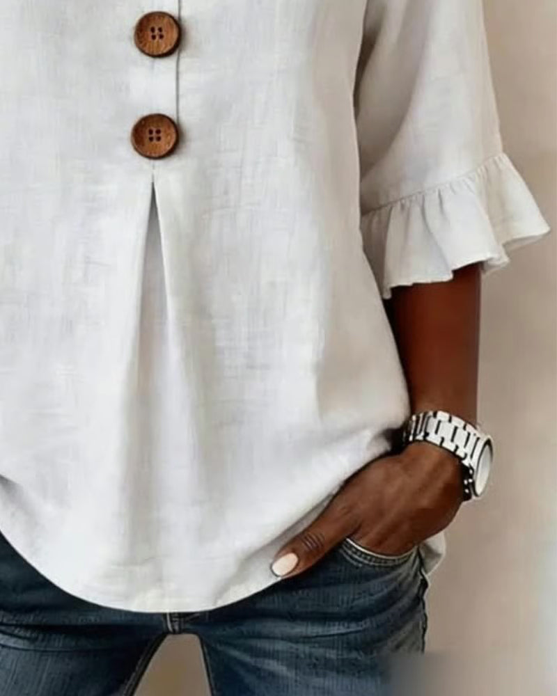Sophia | Solid Button Blouse