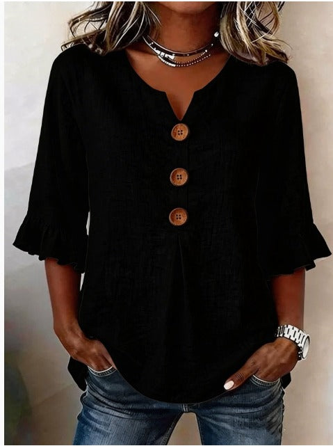 Sophia | Solid Button Blouse