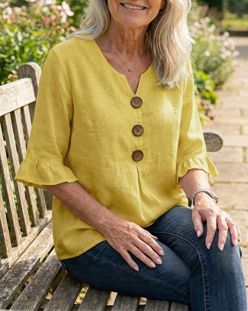 Sophia | Solid Button Blouse