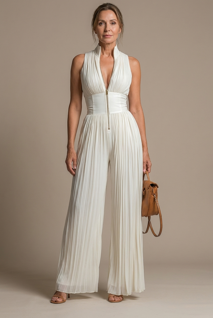 Lucia | Pleated Chiffon Jumpsuit