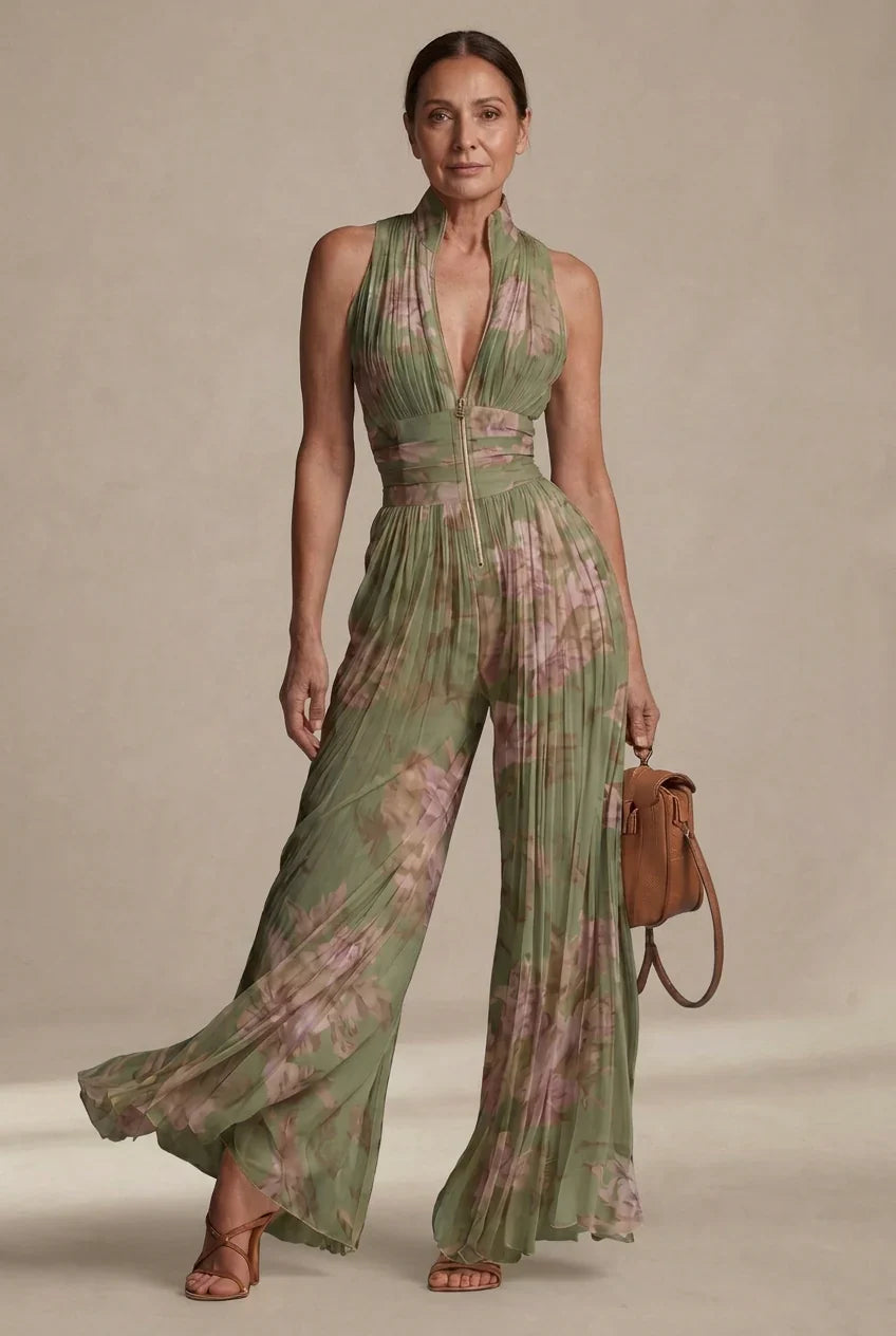 Lucia | Pleated Chiffon Jumpsuit
