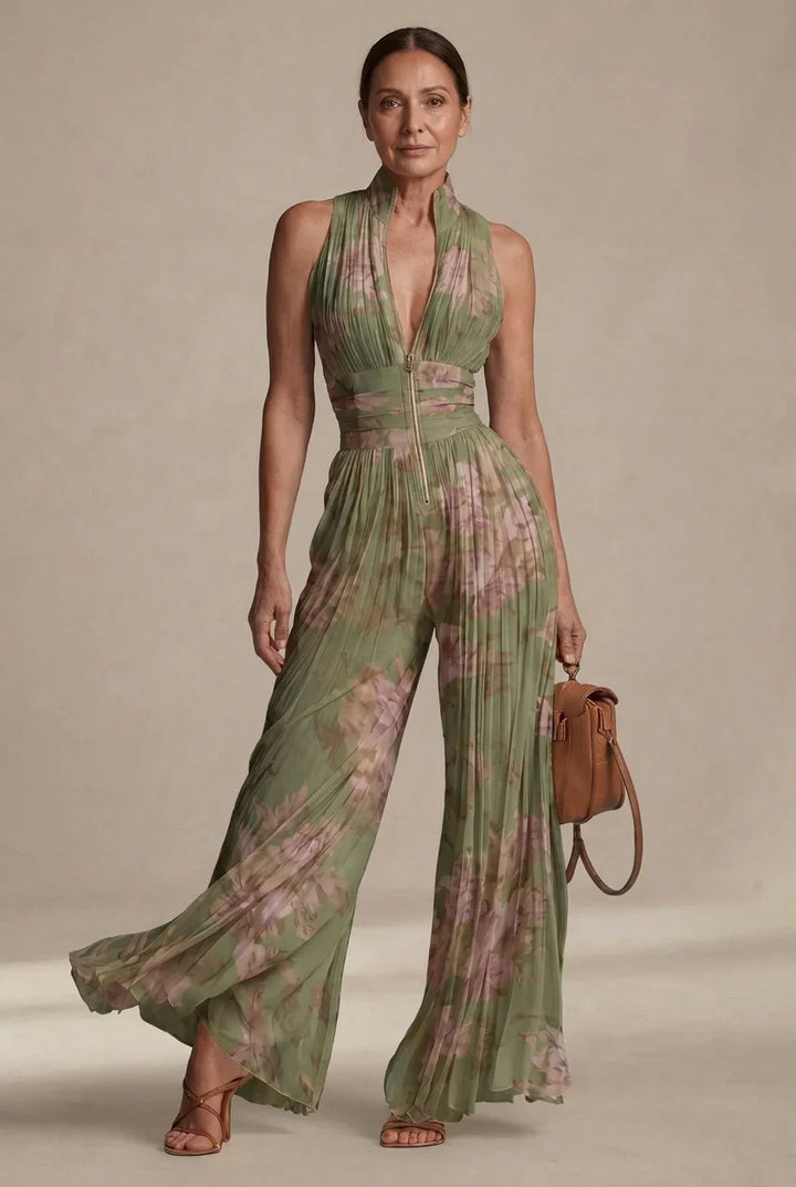 Lucia | Pleated Chiffon Jumpsuit