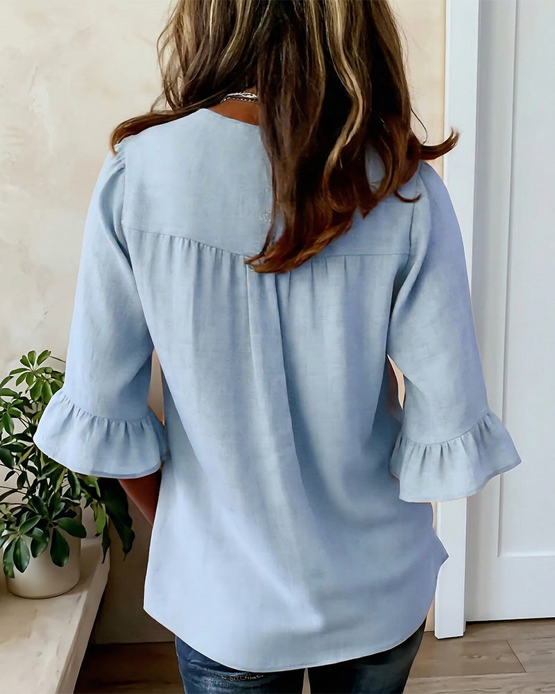 Sophia | Solid Button Blouse